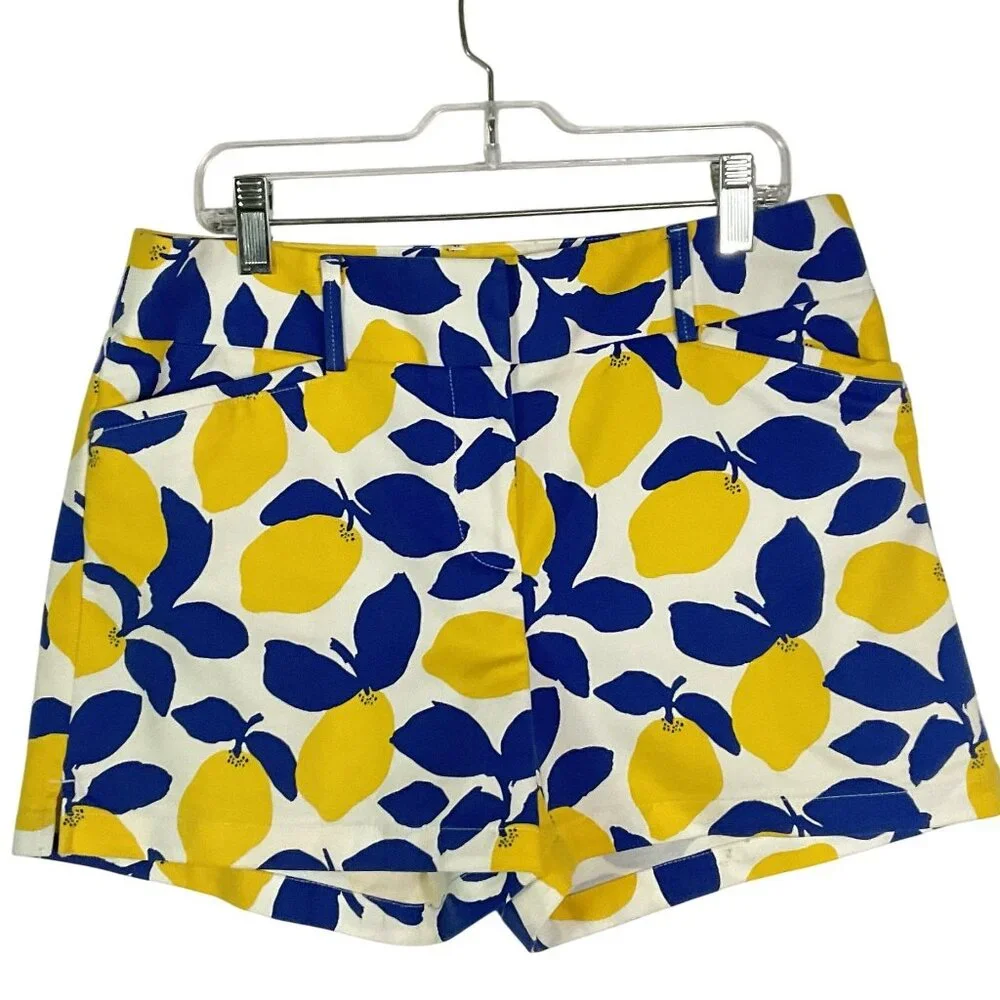 LOFT Riviera Shorts Lemon Print, size 2, cotton/rayon/spandex, Pockets